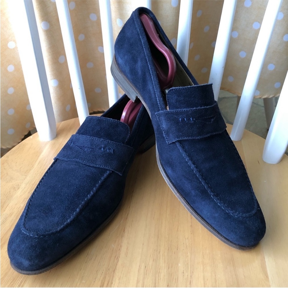 Billy Reid Blue Suede Penny Loafers 9
